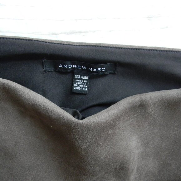 Andrew Marc PULL- On Leggings Faux Suede Front Seamed Pants Taupe/BROWN SZ XXL - Picture 3 of 5